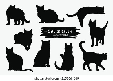 Vector set of cat shape sketch free hand