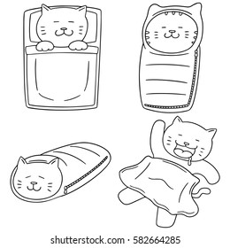 vector set of cat sleeping