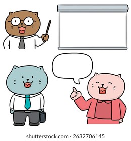 vector set of cat teacher