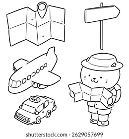 Conjunto de Vector de gato viajero