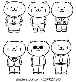 vector set of cat wearing cloth