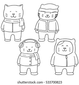 vector set of cat in winter clothes