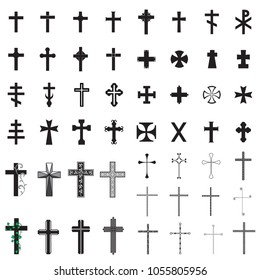 Big Collection Crosses Isolated On White Stock Vector (Royalty Free ...