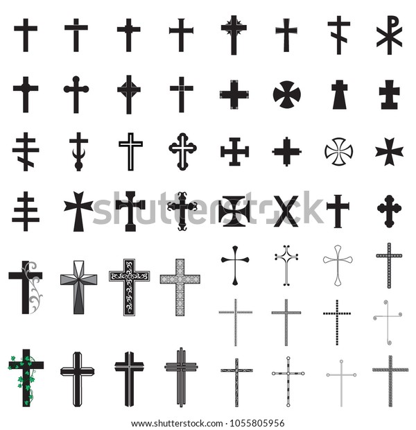 Vector Set Catholic Christian Crosses Isolated Stock Vector (Royalty ...