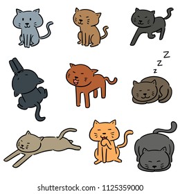vector set of cats