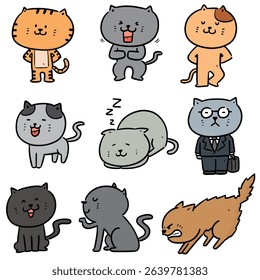 vector set of cats cartoon
