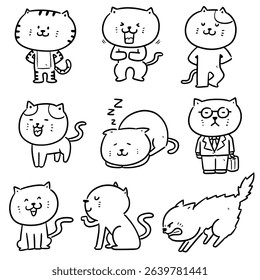 vector set of cats cartoon