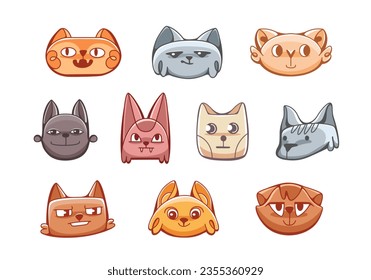 Vector set of cats in cute cartoon style.
