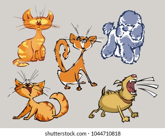 Vector set of cats and dogs
