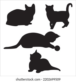 Vector Set Of Cats Silhouettes Illustration Isolated On White Background