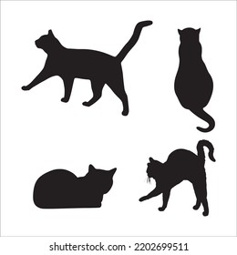 Vector Set Of Cats Silhouettes Illustration Isolated On White Background