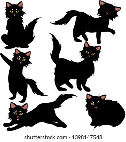 vector set of cats in various poses