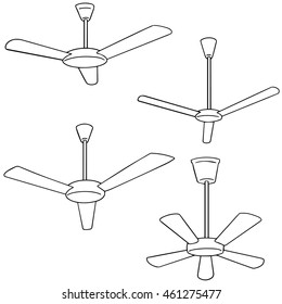 vector set of ceiling fan