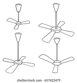 vector set of ceiling fan