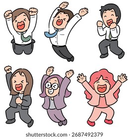 Conjunto de Vector de personas que celebran