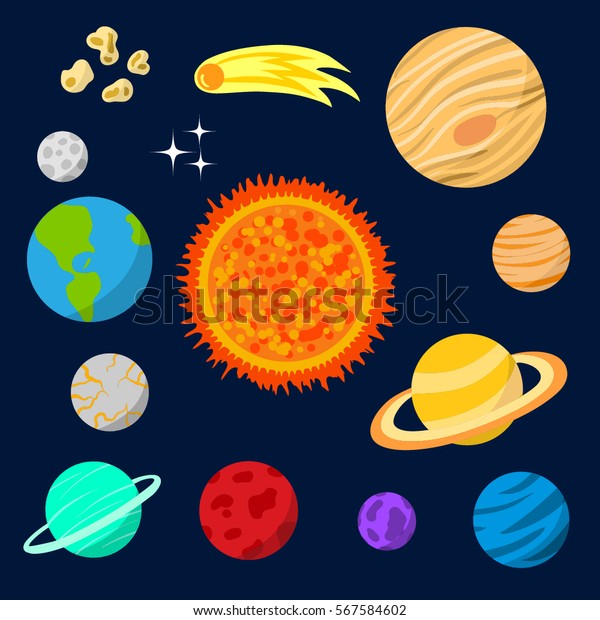 Vector Set Celestial Bodies Planets Solar Stock Vector