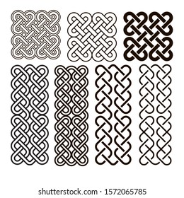 Vector Set of Celtic knots and borders. Stencil irish pattern for tattoo. Ethnic ornament for design. Vector stock illustration.