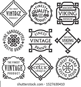 Vector Set of Celtic Knotwork Vintage Labels