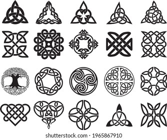 Vektorset mit keltischen Symbolen und Zeichen. Tätowierung, Sandstrahlen, Plotter und Laserschneiden