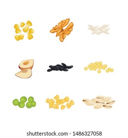 Vector set of cereal and grain illustrations. For packing groats, advertising healthy food. 