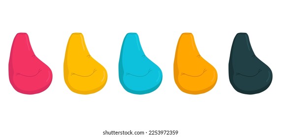 Vector set of chair bags. Comfortable and soft frameless furniture.