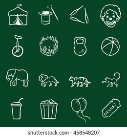 Vector Set of Chalk Doodle Circus Icons