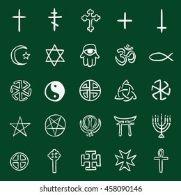 Vector Set of Chalk Doodle Religious Symbols