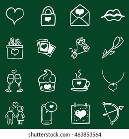 Vector Set of Chalk Doodle Valentine Icons