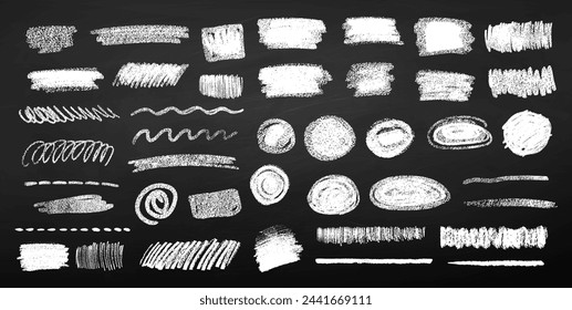 Vector set of chalk drawn grunge design elements abstract  doodles