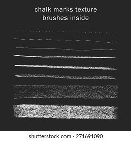 Vector set of chalk marks texture, brushes inside