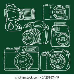 Vector Set of Chalk Sketch Cameras