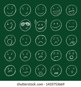 Vector Set of Chalk Sketch Emoticons.