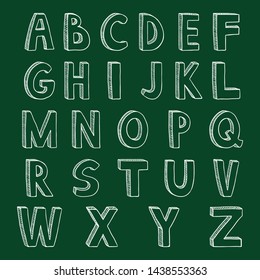 Vector Set of Chalk Sketch English Alphabet Letters. Hand Drawn Doodle Type Font.