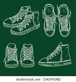 Vector Set of Chalk Sketch Gumshoes