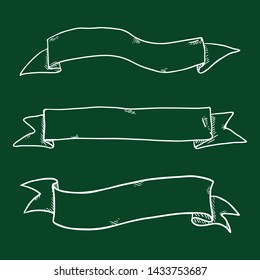 Vector Set of Chalk Sketch Ribbons. Blank Banners.