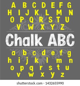 Vector set of chalk style alphabet script typeface letters