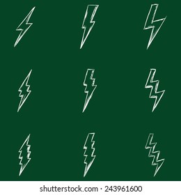 Juego de vectores de iconos de iluminación del trueno de calca