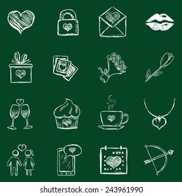 Vector Set of Chalk Valentine Icons