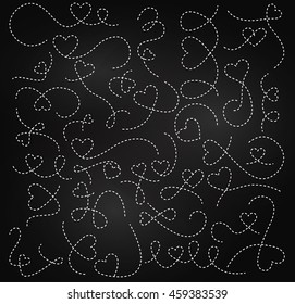 Vector Set of Chalkboard Dotted Arrows and Connecting Lines with Hearts