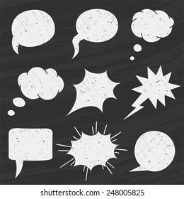 Vector Set of Chalkboard speech bubbles - Illustration.
Hand drawn speech bubbles in chalkboard style. Each element is in a separate layer.