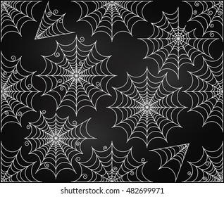 Vector Set of Chalkboard Style Cute and Creepy Spiderwebs