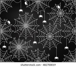 Vector Set of Chalkboard Style Cute and Creepy Spiderwebs