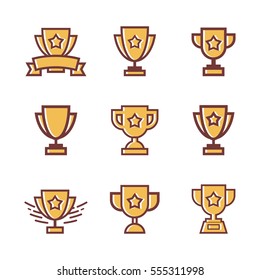 Vector set of Champions trophy award icons. Vector illustration, easy to edit. Game icons.