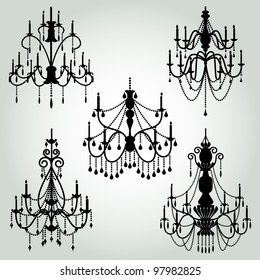 Vector Set of Chandelier Silhouettes