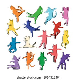 vector set character cartoon cat pastel colors.