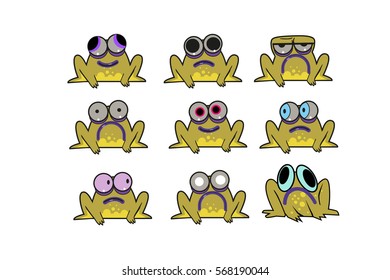 vector set of characters cheerful frog stickers