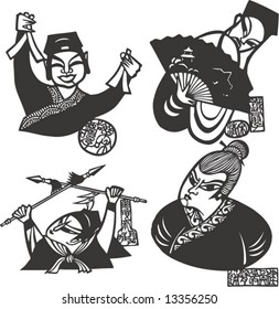 Vector set of characters in a famous Classic Chinese Novel, Tale of Water Margin