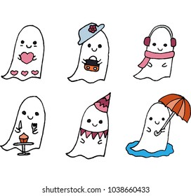 Vector set with characters ghosts of different temperaments