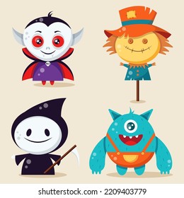 vector set of characters for halloween