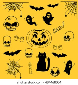 Vector set of characters and icons for Halloween